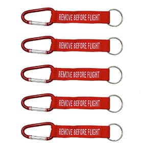 Pack de 5 llaveros remove before flight mosqueton